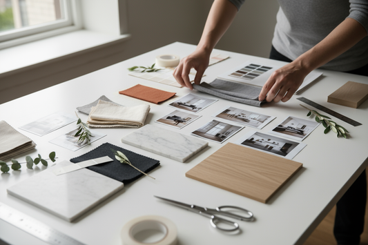 a video of a interior styling mood board preparation 